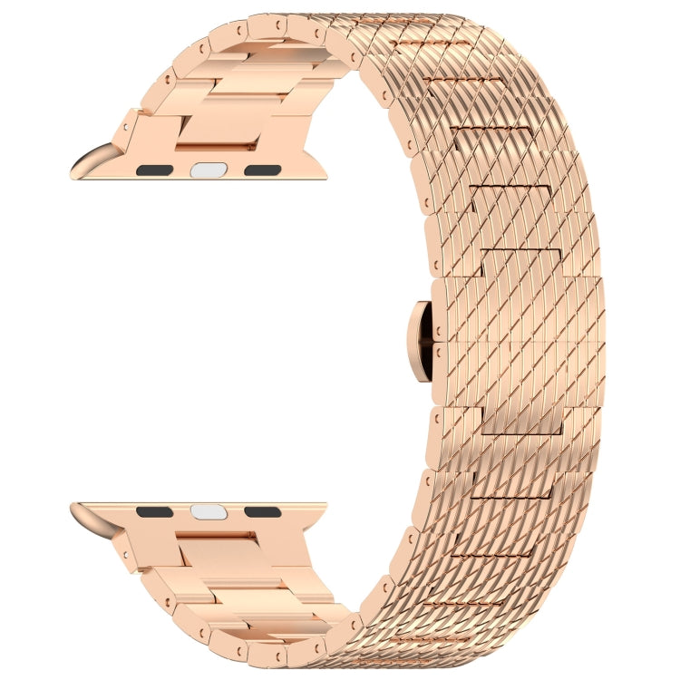 Lisslune | For Apple Watch Ultra 49mm Twill Stainless Steel Band (Rose Gold)