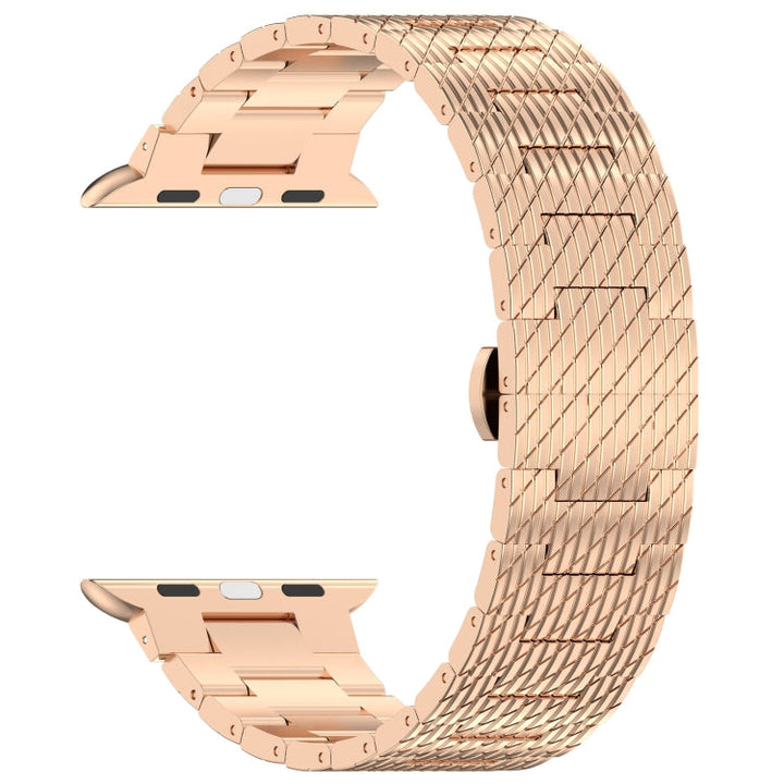 Lisslune | For Apple Watch Ultra 49mm Twill Stainless Steel Band (Rose Gold)