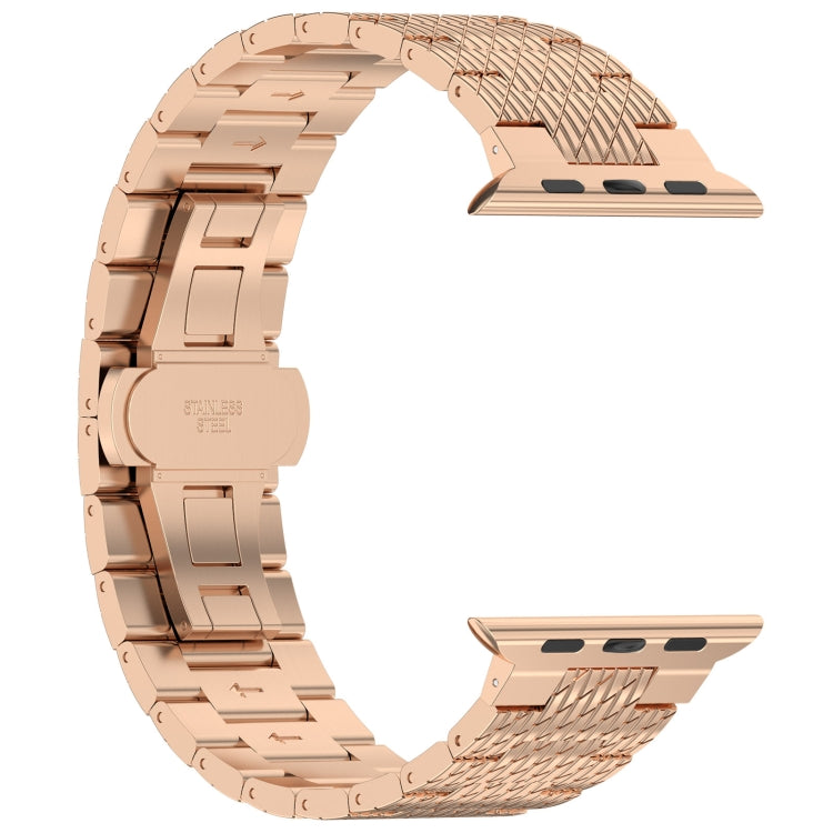 Lisslune | For Apple Watch Ultra 49mm Twill Stainless Steel Band (Rose Gold)