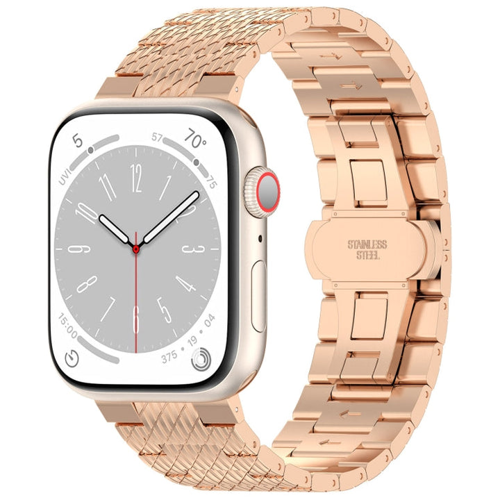 Lisslune | For Apple Watch SE 2022 44mm Twill Stainless Steel Band (Rose Gold)