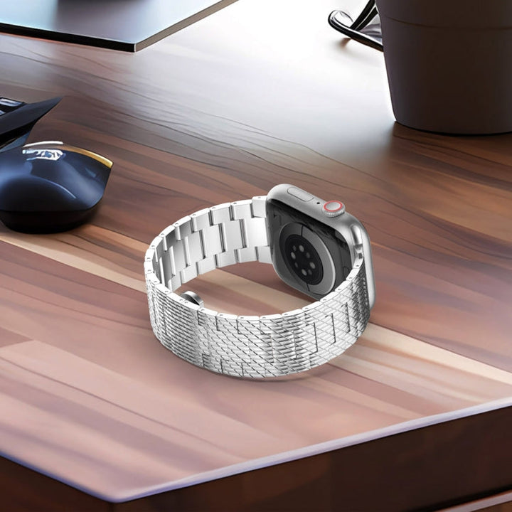 Lisslune | For Apple Watch Ultra 49mm Twill Stainless Steel Band (Gold)