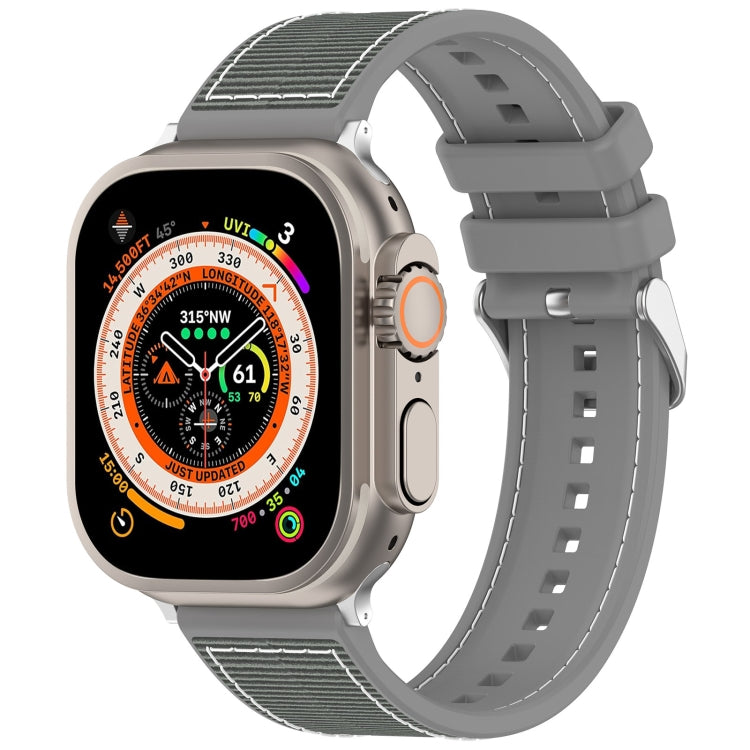 Lisslune | For Apple Watch Series 9 45mm Regular Buckle Hybrid Nylon Braided Silicone Watch Strap (Gray)