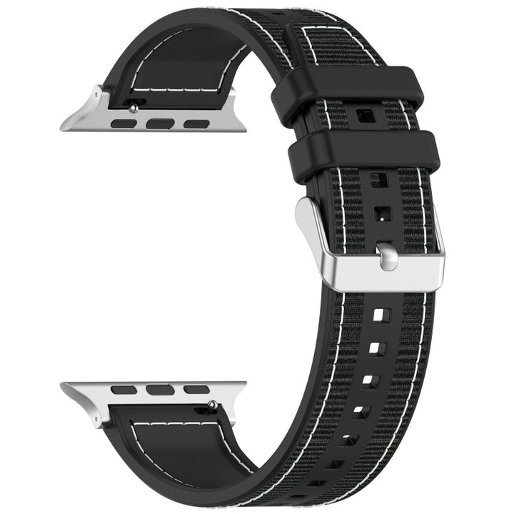 Lisslune | For Apple Watch Ultra 49mm Neat Buckle Hybrid Nylon Braided Silicone Band (Black)