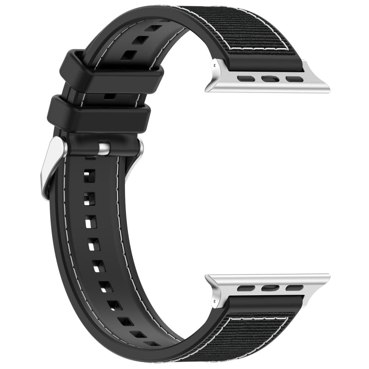 Lisslune | For Apple Watch Ultra 49mm Neat Buckle Hybrid Nylon Braided Silicone Band (Black)