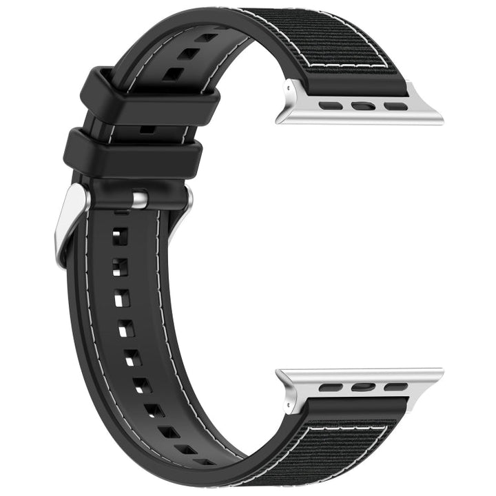 Lisslune | For Apple Watch Ultra 49mm Neat Buckle Hybrid Nylon Braided Silicone Band (Black)