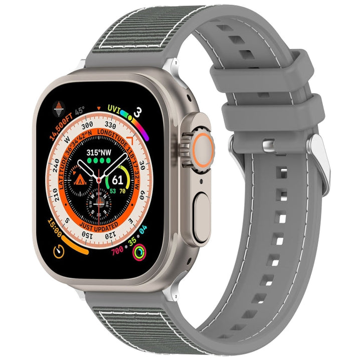 Lisslune | For Apple Watch Ultra 49mm Neat Buckle Hybrid Nylon Braided Silicone Strap (Gray)