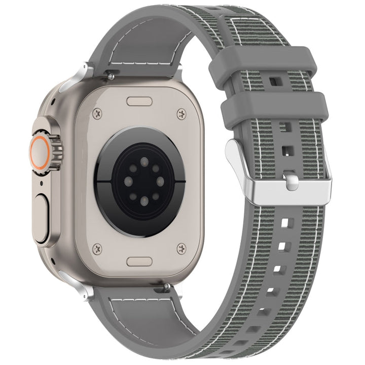 Lisslune | For Apple Watch Ultra 49mm Neat Buckle Hybrid Nylon Braided Silicone Strap (Gray)