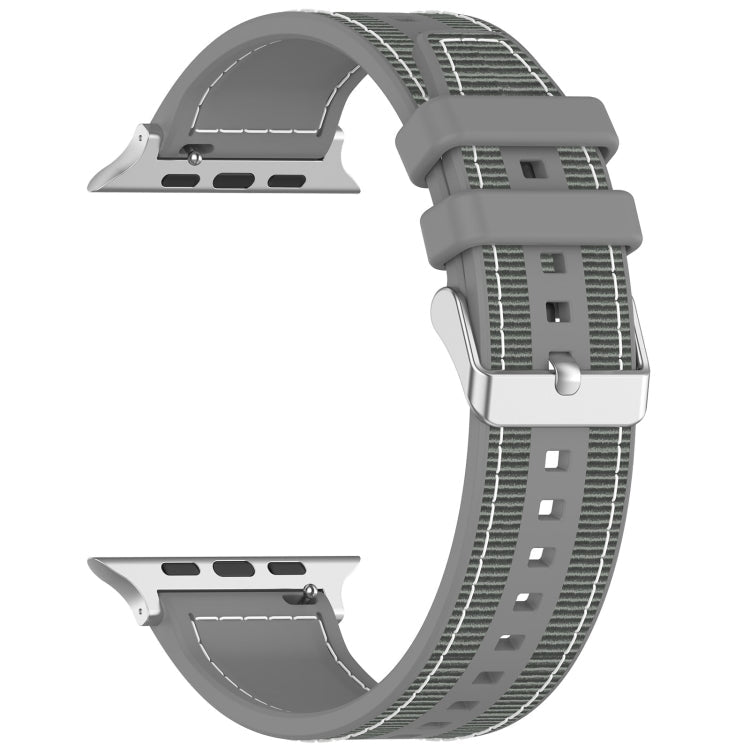 Lisslune | For Apple Watch Ultra 49mm Neat Buckle Hybrid Nylon Braided Silicone Strap (Gray)