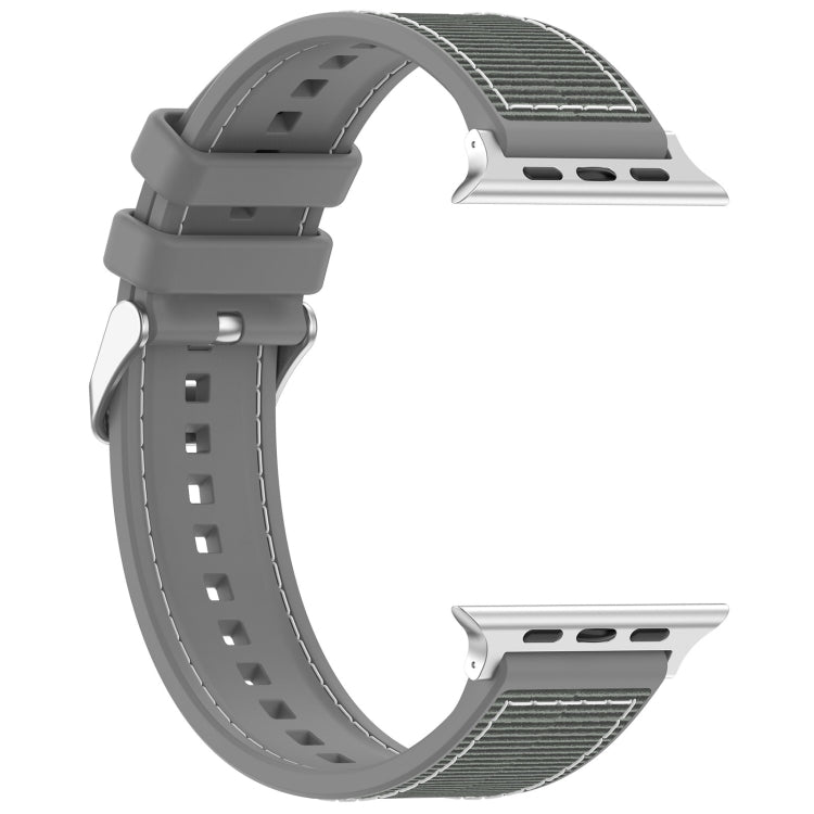 Lisslune | For Apple Watch Ultra 49mm Neat Buckle Hybrid Nylon Braided Silicone Strap (Gray)