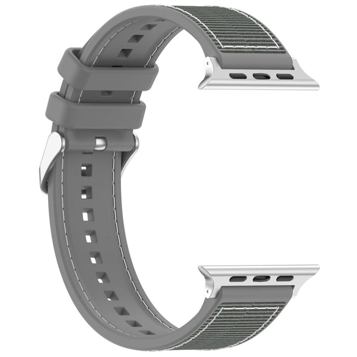 Lisslune | For Apple Watch Ultra 49mm Neat Buckle Hybrid Nylon Braided Silicone Strap (Gray)