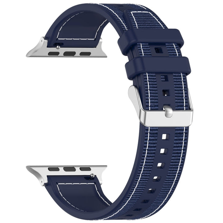 Lisslune | For Apple Watch Ultra 49mm Regular Buckle Hybrid Nylon Braided Silicone Strap (Midnight Blue)