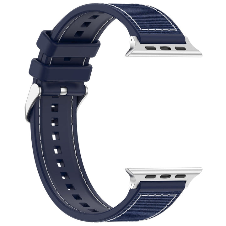Lisslune | For Apple Watch Ultra 49mm Regular Buckle Hybrid Nylon Braided Silicone Strap (Midnight Blue)