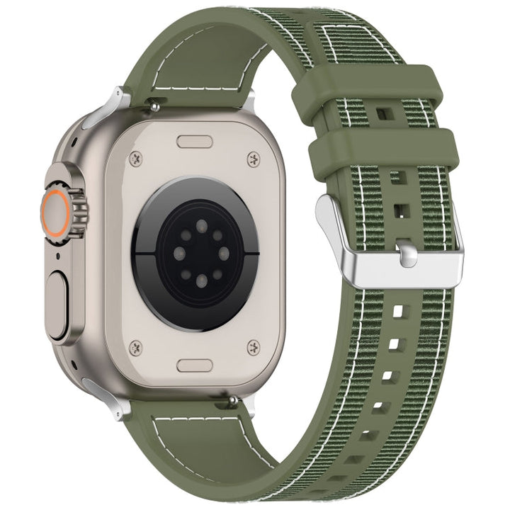 Lisslune | For Apple Watch Ultra 49mm Neat Buckle Hybrid Nylon Braided Silicone Band (Green)