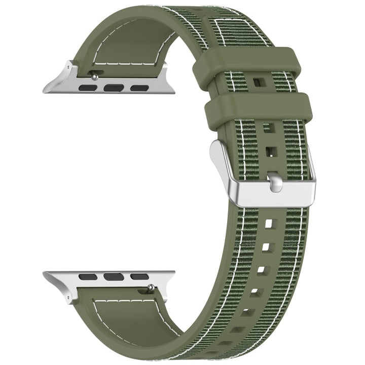 Lisslune | For Apple Watch Ultra 49mm Neat Buckle Hybrid Nylon Braided Silicone Band (Green)