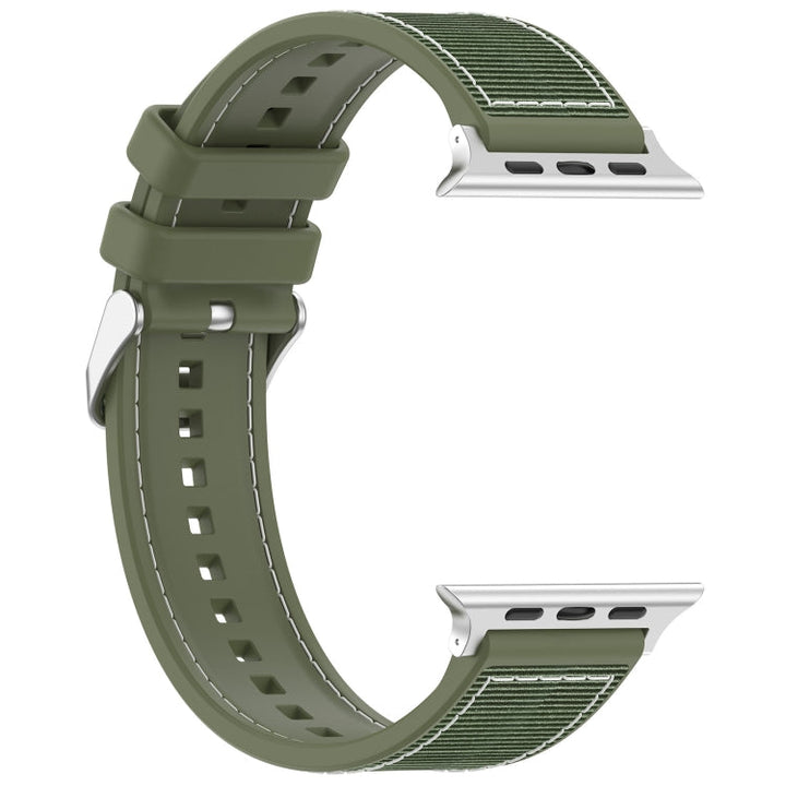 Lisslune | For Apple Watch Ultra 49mm Neat Buckle Hybrid Nylon Braided Silicone Band (Green)
