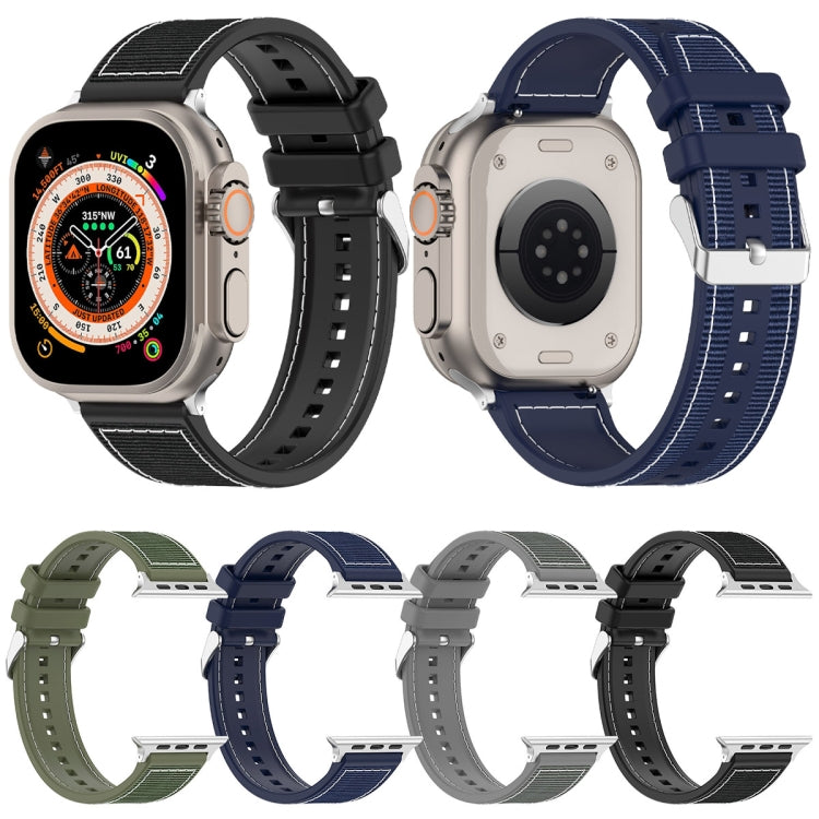 Lisslune | For Apple Watch Ultra 49mm Neat Buckle Hybrid Nylon Braided Silicone Band (Green)