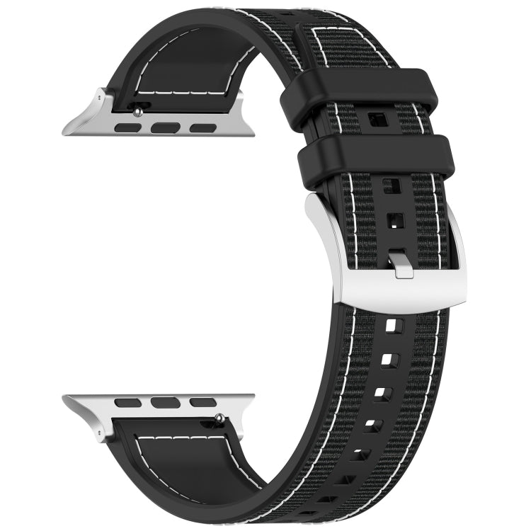 Lisslune | For Apple Watch Ultra 49mm Official Buckle Hybrid Nylon Woven Silicone Band (Black)