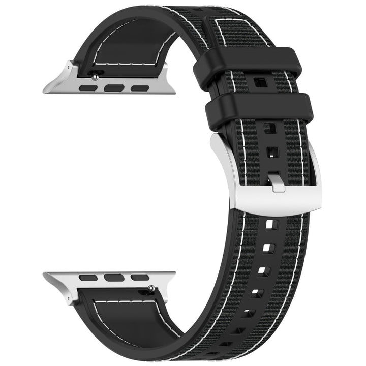 Lisslune | For Apple Watch Ultra 49mm Official Buckle Hybrid Nylon Woven Silicone Band (Black)