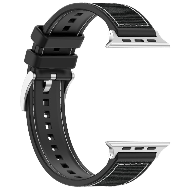 Lisslune | For Apple Watch Ultra 49mm Official Buckle Hybrid Nylon Woven Silicone Band (Black)