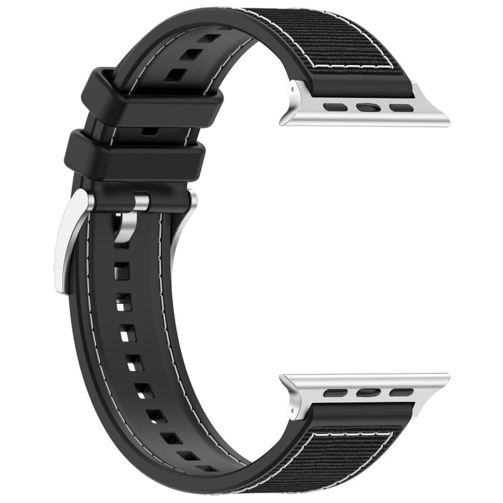 Lisslune | For Apple Watch Ultra 49mm Official Buckle Hybrid Nylon Woven Silicone Band (Black)