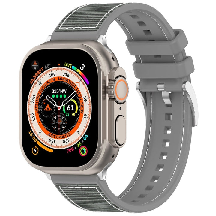 Lisslune | For Apple Watch Ultra 49mm Official Buckle Hybrid Nylon Braided Silicone Watch Band (Gray)
