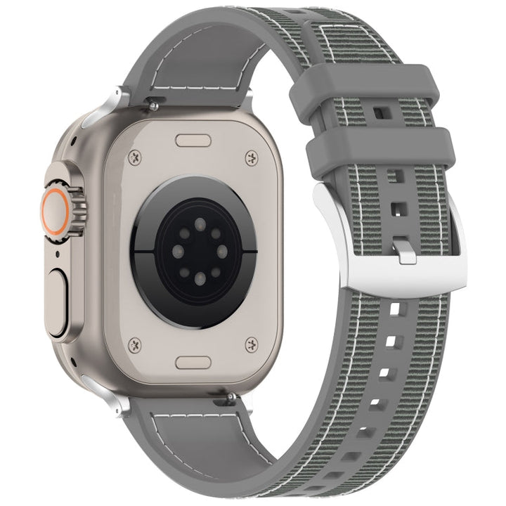 Lisslune | For Apple Watch Ultra 49mm Official Buckle Hybrid Nylon Braided Silicone Watch Band (Gray)