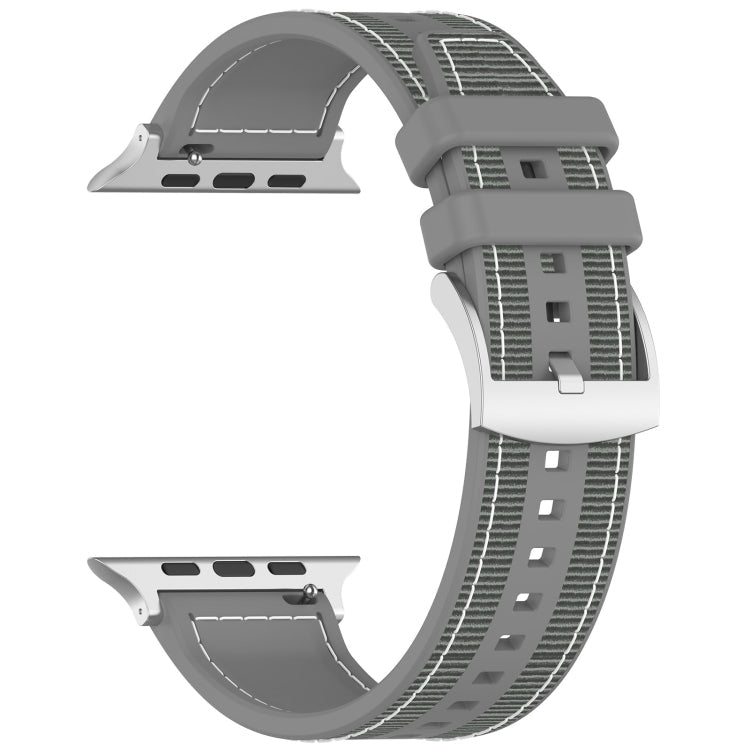 Lisslune | For Apple Watch Ultra 49mm Official Buckle Hybrid Nylon Braided Silicone Watch Band (Gray)