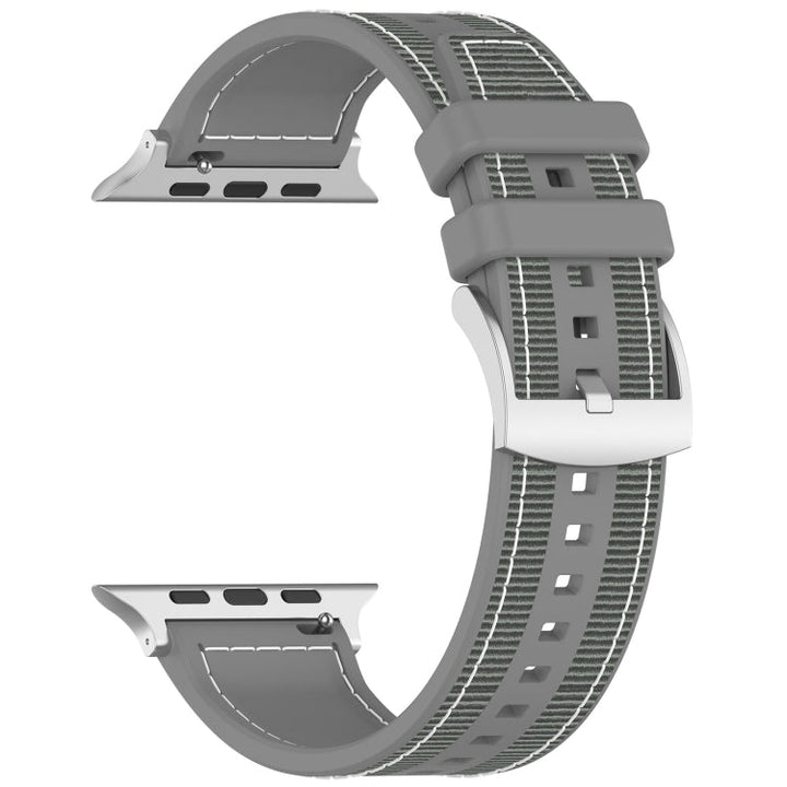 Lisslune | For Apple Watch Ultra 49mm Official Buckle Hybrid Nylon Braided Silicone Watch Band (Gray)
