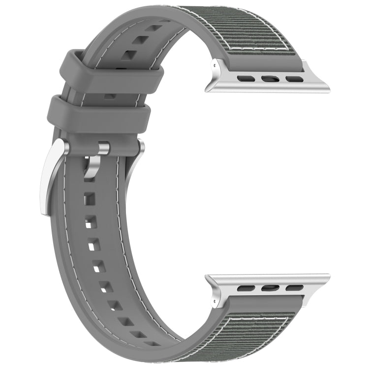 Lisslune | For Apple Watch Ultra 49mm Official Buckle Hybrid Nylon Braided Silicone Watch Band (Gray)