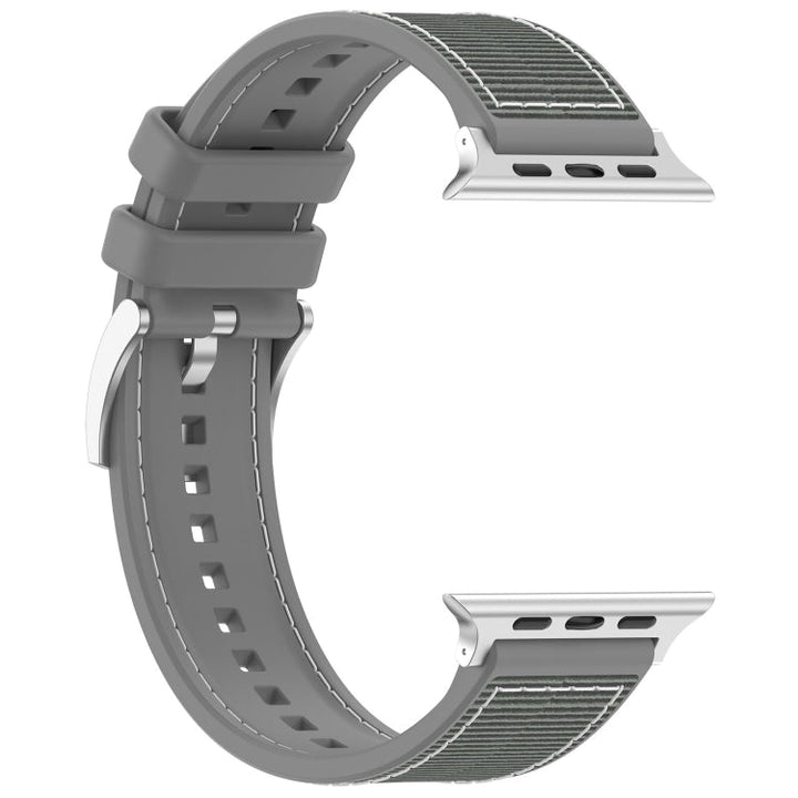 Lisslune | For Apple Watch Ultra 49mm Official Buckle Hybrid Nylon Braided Silicone Watch Band (Gray)