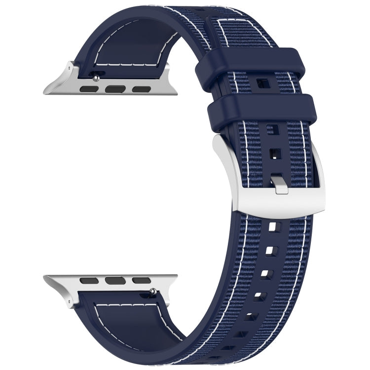 Lisslune | For Apple Watch Ultra 49mm Official Buckle Hybrid Nylon Braided Silicone Watch Strap (Midnight Blue)