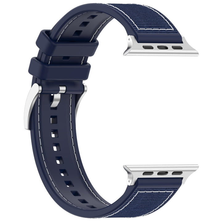 Lisslune | For Apple Watch Ultra 49mm Official Buckle Hybrid Nylon Braided Silicone Watch Strap (Midnight Blue)