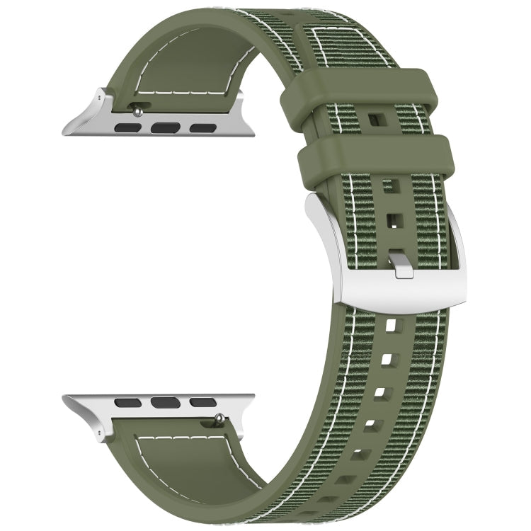 Lisslune | For Apple Watch Ultra 49mm Official Buckle Hybrid Nylon Braided Silicone Strap (Green)