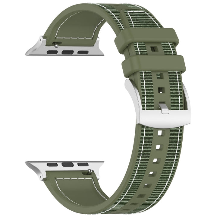 Lisslune | For Apple Watch Ultra 49mm Official Buckle Hybrid Nylon Braided Silicone Strap (Green)