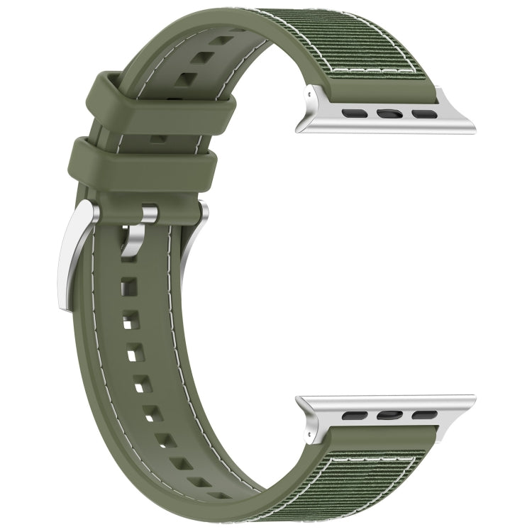 Lisslune | For Apple Watch Ultra 49mm Official Buckle Hybrid Nylon Braided Silicone Strap (Green)