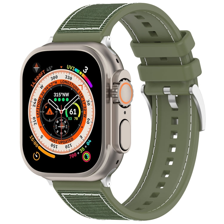 Lisslune | For Apple Watch 42mm Official Buckle Hybrid Nylon Braided Silicone Watch Band (Green)