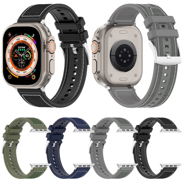 Lisslune | For Apple Watch Ultra 49mm Official Buckle Hybrid Nylon Braided Silicone Watch Band (Gray)
