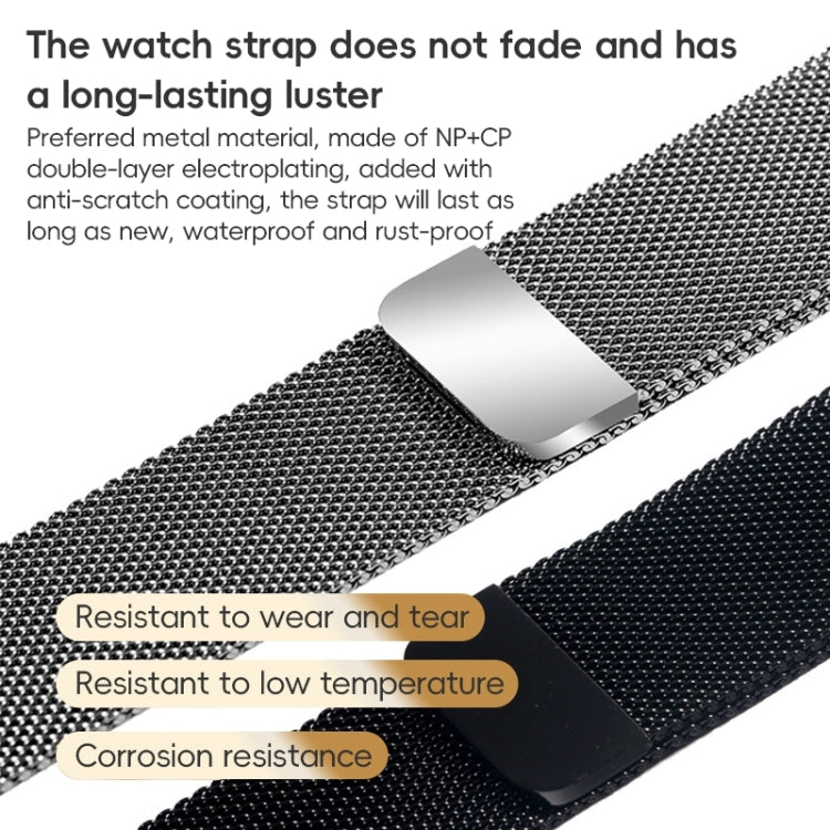 Lisslune | For Apple Watch Series 8 45mm ZGA Milanese Magnetic Metal Band (Silver)