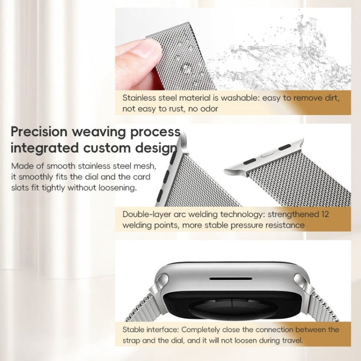 Lisslune | For Apple Watch Series 9 45mm ZGA Milanese Magnetic Metal Watch Band (Silver)