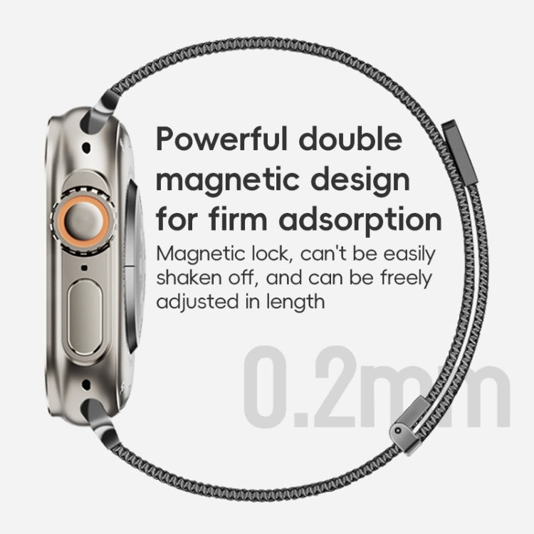 Lisslune | For Apple Watch Series 9 45mm ZGA Milanese Magnetic Metal Watch Band (Silver)