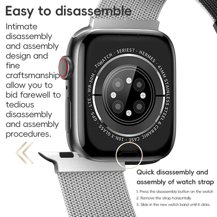 Lisslune | For Apple Watch 42mm ZGA Milanese Magnetic Metal Bracelet (Silver)