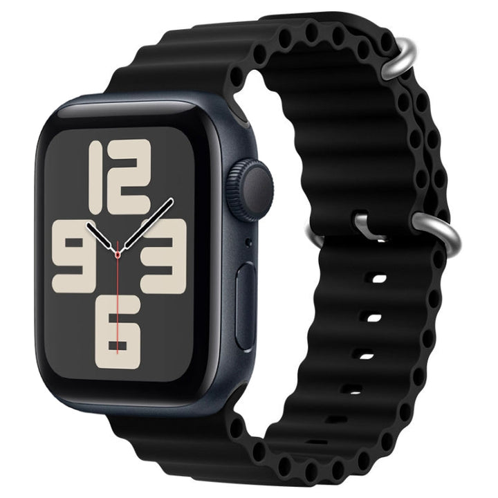 Lisslune | For Apple Watch SE 2023 44mm ZGA Ocean Silicone Watch Band (Black)