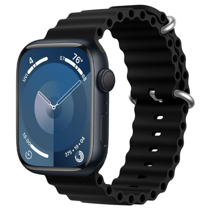 Lisslune | For Apple Watch Series 9 45mm ZGA Ocean Silicone Watch Band (Black)