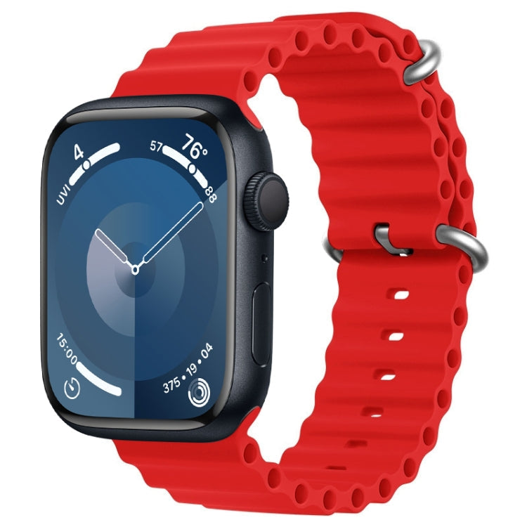 Lisslune | For Apple Watch Series 9 45mm ZGA Ocean Silicone Watch Band (Red)
