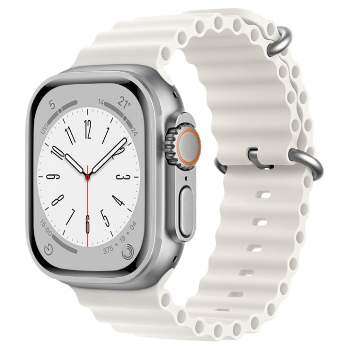 Lisslune | For Apple Watch Ultra 49mm ZGA Ocean Silicone Watch Band (White)