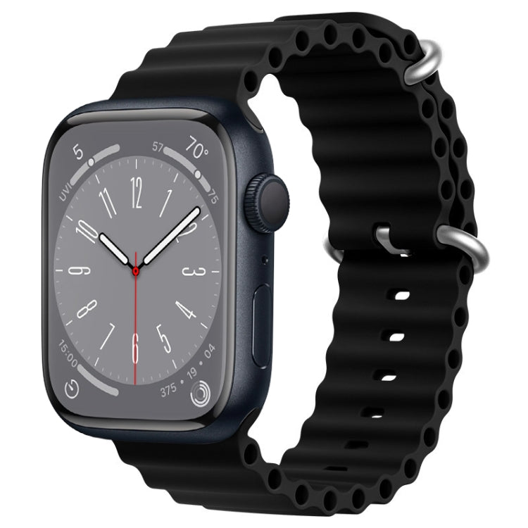 Lisslune | For Apple Watch Series 8 45mm ZGA Ocean Silicone Watch Strap (Black)