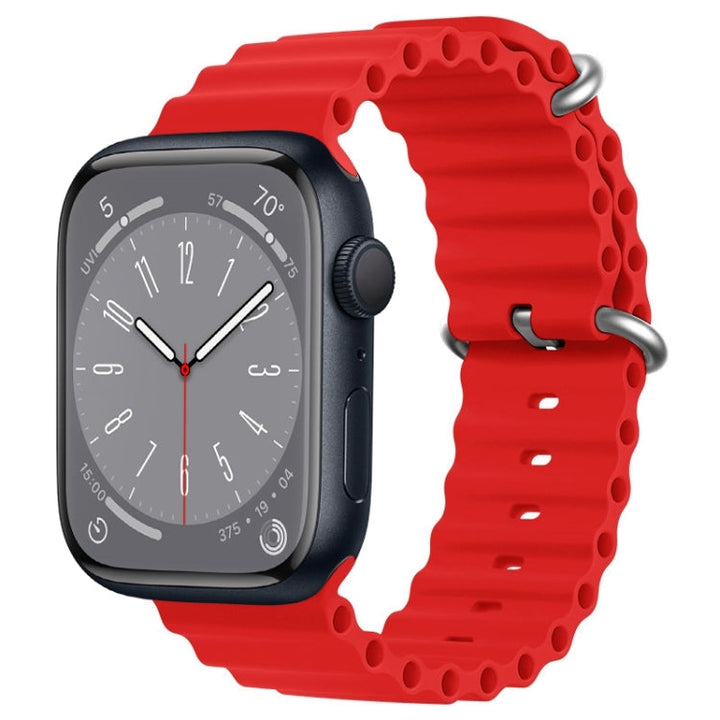 Lisslune | For Apple Watch Series 8 45mm ZGA Ocean Silicone Watch Band (Red)