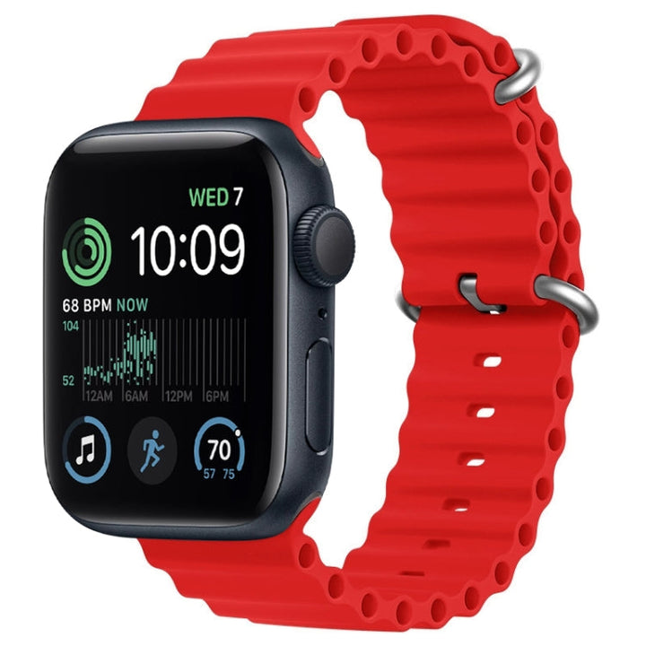 Lisslune | For Apple Watch SE 2022 44mm ZGA Ocean Silicone Watch Strap (Red)