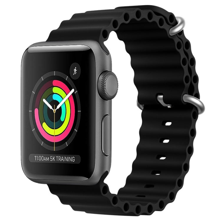 Lisslune | For Apple Watch Series 2 42mm ZGA Ocean Silicone Watch Strap (Black)
