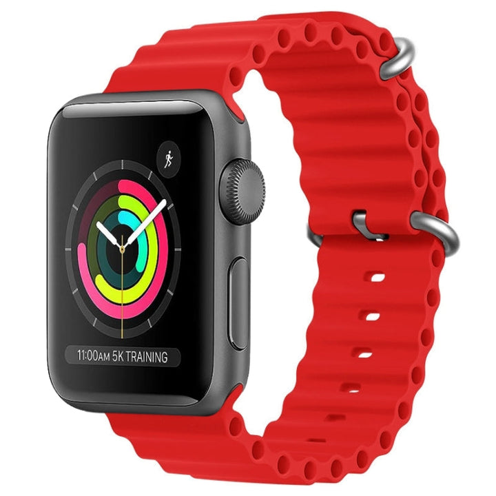 Lisslune | For Apple Watch Series 2 42mm ZGA Ocean Silicone Watch Band (Red)